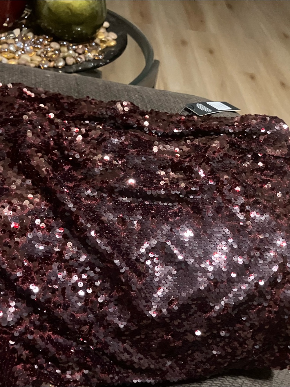 Fashion Nova Burgundy Sequin Mini Skirt